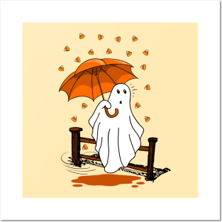 Ghost with umbrella Posters and Art